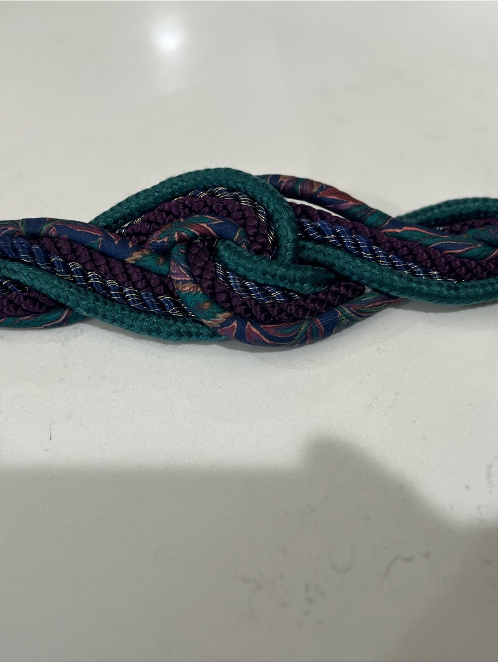 Vintage Green and Purple Braided Women's Belt
